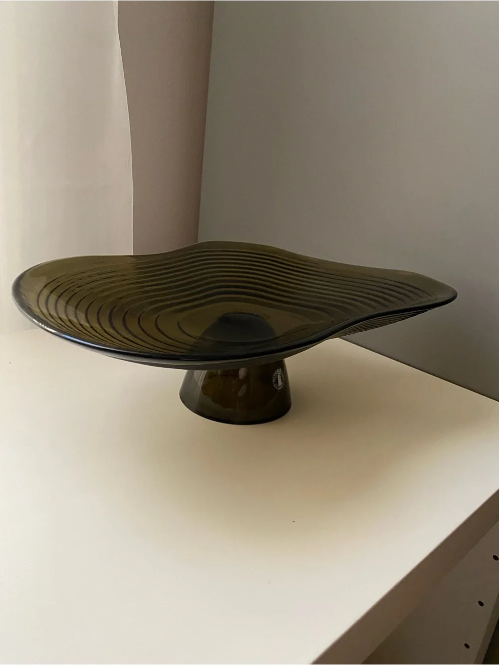 IKEA HÄCKPOPPEL decorative bowl with base brown, 24 cm pedestal bowl